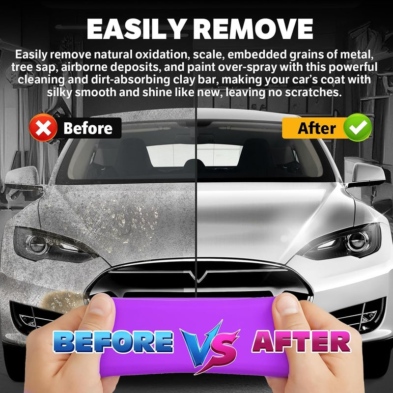 XPERTCHEMY Car Clay Bar 4 Pack 400g(4x100g), Auto Detailing Premium Grade No Scratch Magic Clay Bars Cleaner Kit with Washing and Adsorption Capacity for Car Auto SUV, RV, Truck, Purple - Image 5